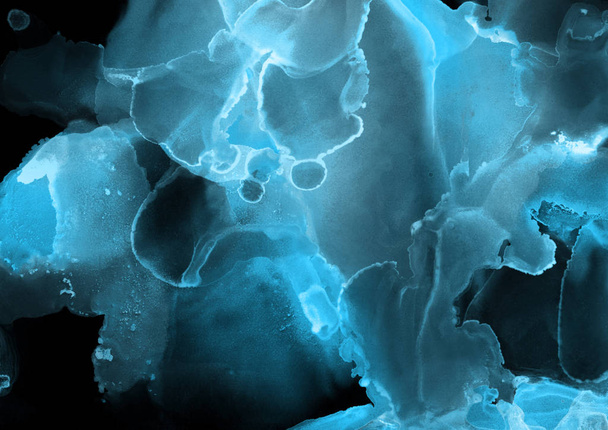 blaue Tinte färbt Textur, abstrakter Hintergrund - Foto, Bild