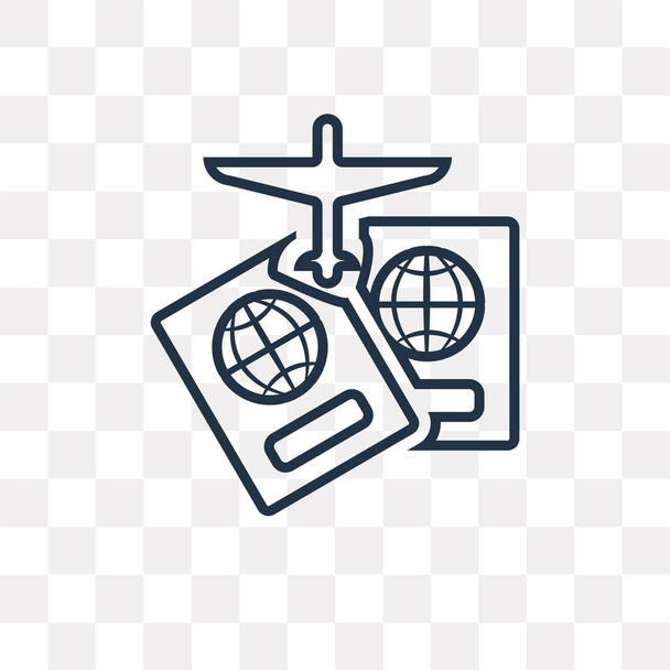Twee paspoorten vector overzicht pictogram geïsoleerd op transparante achtergrond, hoge kwaliteit lineaire twee paspoorten transparantie concept kunnen gebruikte web en mobiel - Vector, afbeelding