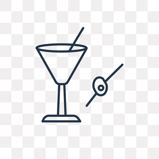 Martini avec icône de contour vectoriel olive isolé sur fond transparent, Martini linéaire de haute qualité avec concept de transparence olive peut être utilisé web et mobile
 - Vecteur, image