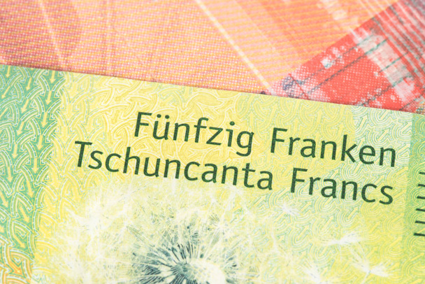 Κοντινό πλάνο του ελβετικού φράγκου τραπεζογραμματίων - Φωτογραφία, εικόνα