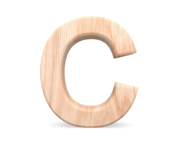 3D decorative wooden Alphabet, capital letter C - Fotoğraf, Görsel