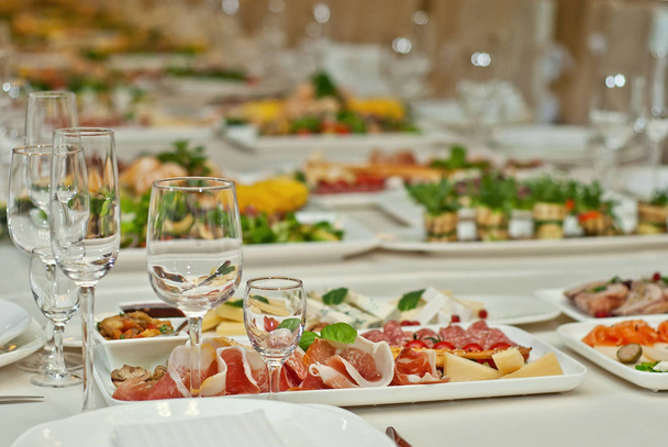 delicious dishes on the table in the restaurant. serving table.  - Foto, Imagem