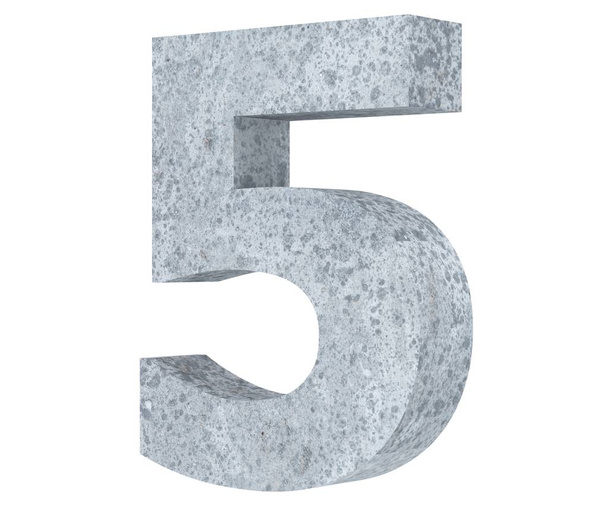 3D rendering concrete number 5 five. 3D render Illustration. - Φωτογραφία, εικόνα