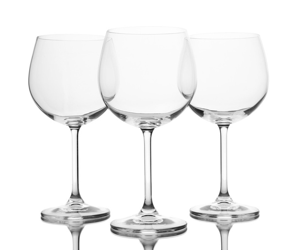 Empty wine glasses arranged and isolated on white - Photo, Image