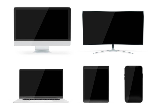 Modern eszköz makett elszigetelt fehér background 3d rendering csomag - Fotó, kép