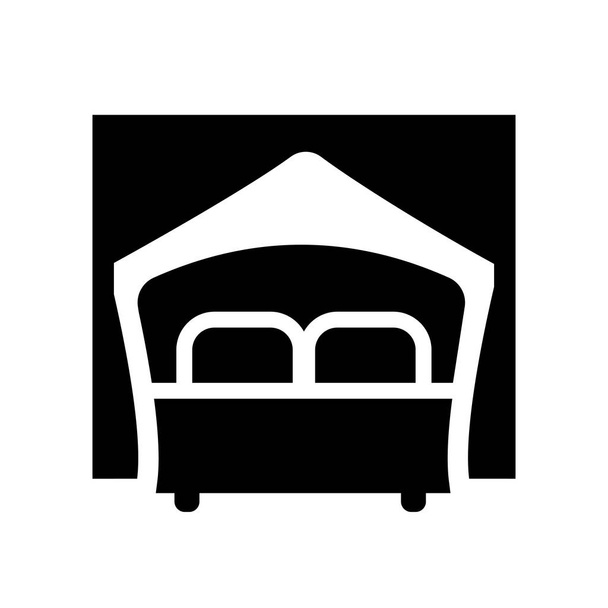Ícone de cama de dossel. Conceito de logotipo da cama Canopy na moda no fundo branco da coleção de móveis e domicílios. Adequado para uso em aplicativos da web, aplicativos móveis e mídia impressa
. - Vetor, Imagem