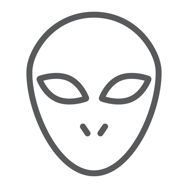 Alien line icon, space and character, humanoid sign, vector graphics, a linear pattern on a white background. - Vector, Image