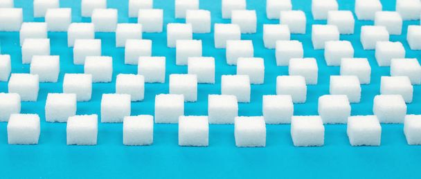 白砂糖キューブのシームレスなパターン-青の背景 - 写真・画像