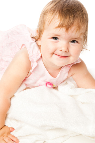Portrait of little girl in pink dress - Foto, imagen