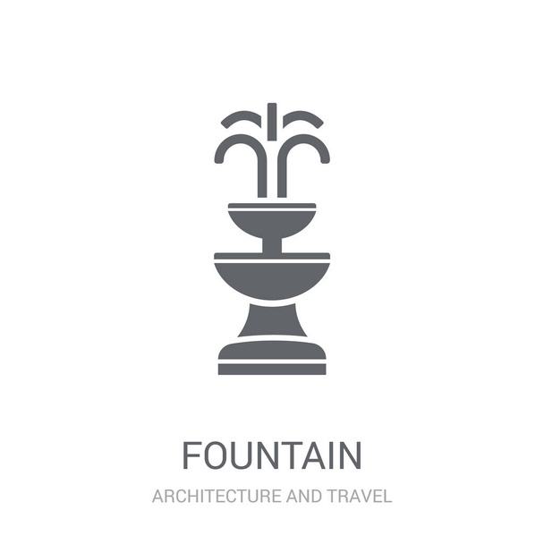 Suihkulähde kuvake. Trendikäs Fountain logo konsepti valkoisella taustalla Arkkitehtuuri ja Travel kokoelma. Soveltuu käytettäväksi verkkosovelluksissa, mobiilisovelluksissa ja tulostusvälineissä
. - Vektori, kuva