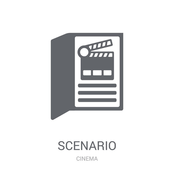 Піктограма сценарію. Концепція логотипу модного сценарію на білому тлі з колекції Cinema. Підходить для використання у веб-додатках, мобільних додатках та друкованих засобах масової інформації
. - Вектор, зображення