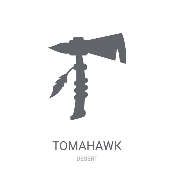 トマホークのアイコン。トレンディな砂漠コレクションから白地ロゴ トマホークWeb アプリ、携帯アプリ、印刷媒体での使用に適しています。. - ベクター画像