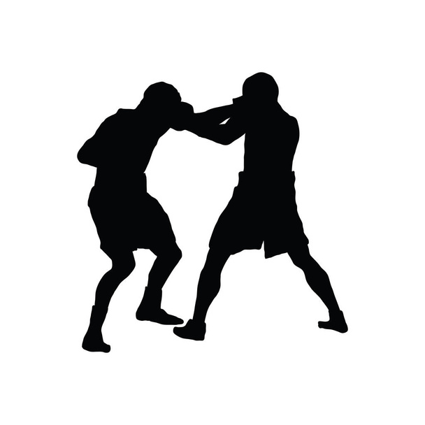 Boxing silhouette. Black on White. Vector illustration. - Vector, Image
