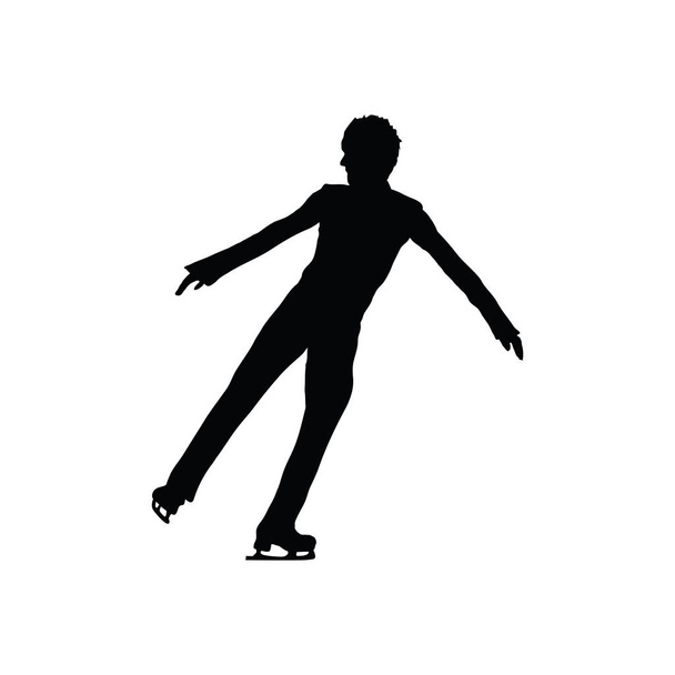 Eiskunstlauf-Männersilhouette. Schwarz auf Weiß. Vektorillustration. - Vektor, Bild