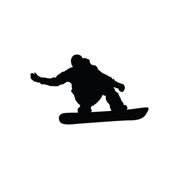 Snowboarder man silhouette. Black on white.  Vector illustration. - Vector, Image