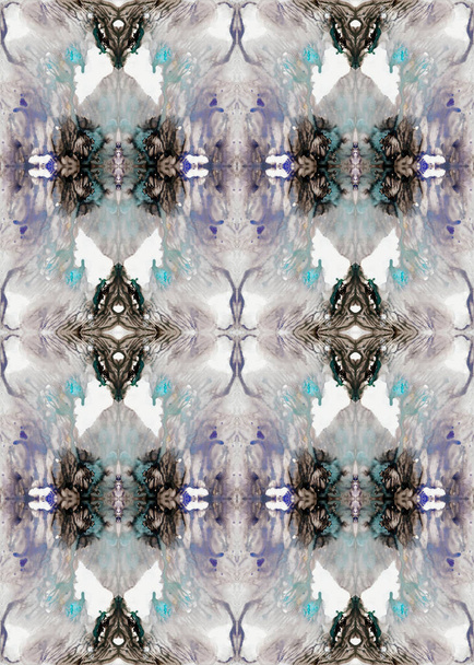 Pattern of monotypes of black, grey and blue spots on a white background - Fotografie, Obrázek