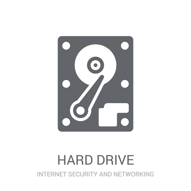Icono del disco duro. Concepto de logotipo de disco duro de moda en fondo blanco de la colección Internet Security and Networking. Adecuado para uso en aplicaciones web, aplicaciones móviles y medios impresos
. - Vector, imagen