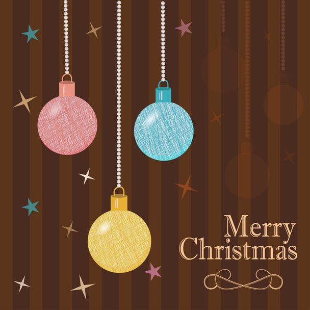 Postcard Christmas balls on the beads. Merry Christmas. Vector - Vecteur, image