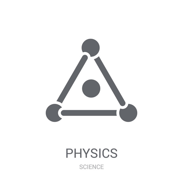 物理学のアイコン。科学コレクションから白い背景のトレンディな物理学のロゴのコンセプト。Web アプリ、携帯アプリ、印刷媒体での使用に適しています。. - ベクター画像