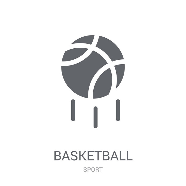 Εικονίδιο του μπάσκετ. Μοντέρνα μπάσκετ λογότυπο έννοια σε άσπρο φόντο από τη συλλογή άθλημα. Κατάλληλο για χρήση σε εφαρμογές web, εφαρμογές για κινητά και μέσων εκτύπωσης. - Διάνυσμα, εικόνα