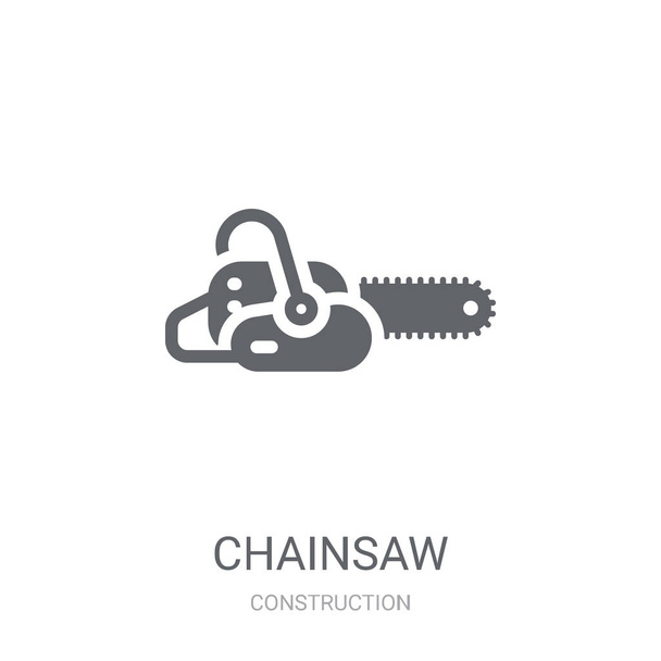 Ícone de motosserra. Trendy Chainsaw conceito logotipo no fundo branco da coleção de construção. Adequado para uso em aplicativos da web, aplicativos móveis e mídia impressa
. - Vetor, Imagem