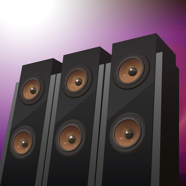 Three hi-fi speakers on abstract background, vector illustration - Vector, Image
