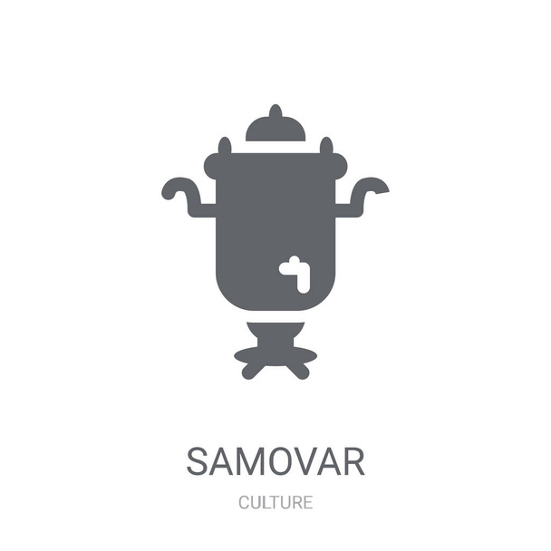 Samovarin ikoni. Trendikäs Samovarin logo käsite valkoisella taustalla Kulttuurikokoelmasta. Soveltuu käytettäväksi verkkosovelluksissa, mobiilisovelluksissa ja tulostusvälineissä
. - Vektori, kuva