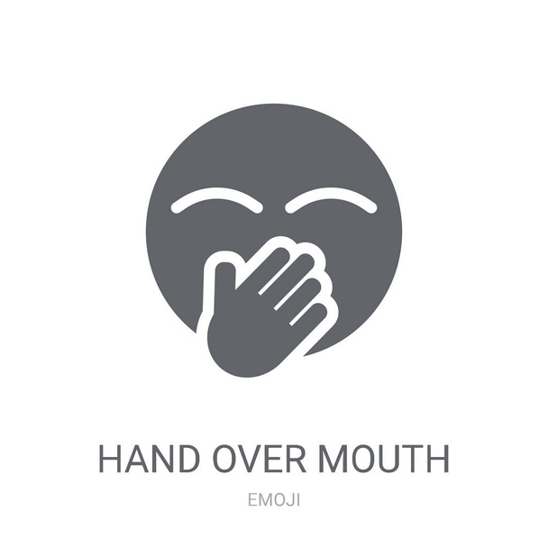 Hand Over Mouth emoji pictogram. Trendy Hand Over Mouth emoji logo concept op witte achtergrond uit Emoji collectie. Geschikt voor gebruik op het web apps, mobiele apps en gedrukte media. - Vector, afbeelding