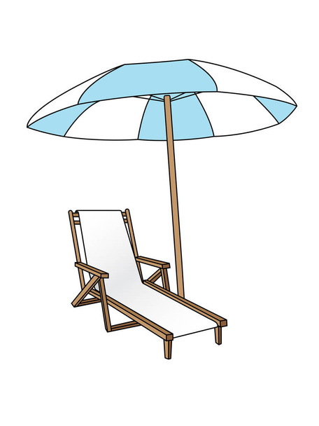 Пляжный стул и пляжный зонтик
  - Вектор,изображение