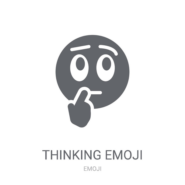 A pensar no ícone do emoji. Trendy Thinking conceito de logotipo emoji no fundo branco da coleção Emoji. Adequado para uso em aplicativos da web, aplicativos móveis e mídia impressa
. - Vetor, Imagem