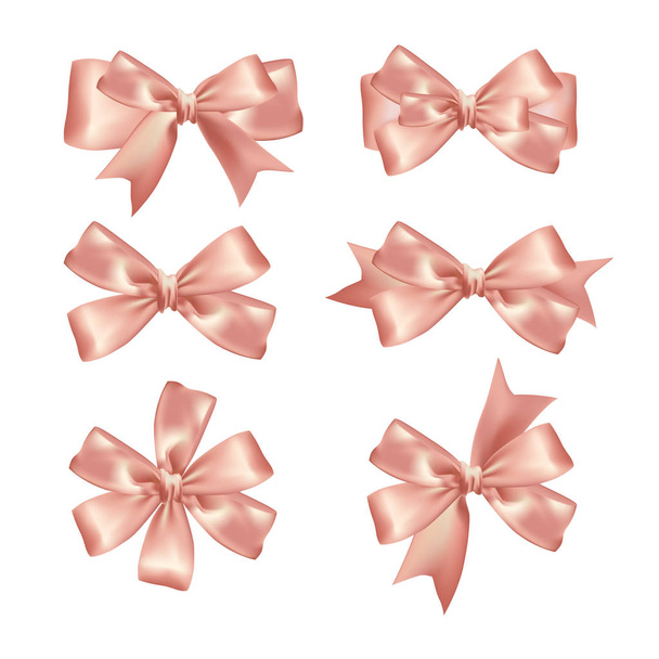 ροζ κορδέλες και τα τόξα που απομονώνονται σε λευκό φόντο - Διάνυσμα, εικόνα