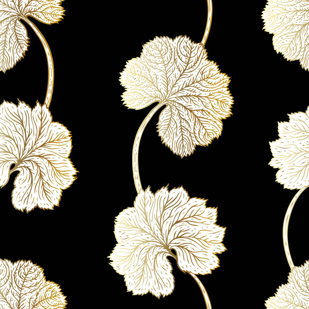 Vintage nahtlose Muster mit handgezeichneten Blättern - Vektor, Bild