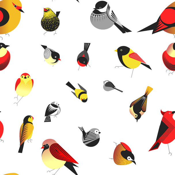Vogel verschillende soorten dieren Goudvink naadloze patroon  - Vector, afbeelding