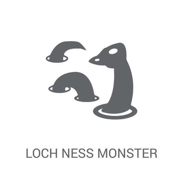 Loch ness monstruo icono. Trendy Loch ness concepto de logotipo monstruo sobre fondo blanco de la colección de animales. Adecuado para uso en aplicaciones web, aplicaciones móviles y medios impresos
. - Vector, Imagen