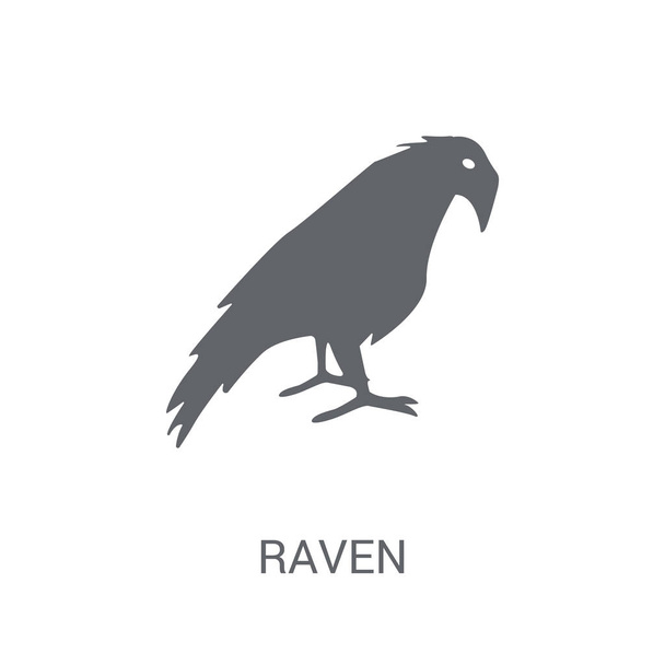 Icono del cuervo. Concepto de logotipo de moda de Raven sobre fondo blanco de la colección de animales. Adecuado para uso en aplicaciones web, aplicaciones móviles y medios impresos
. - Vector, imagen