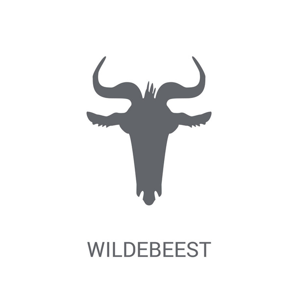 Wildebeest-ikoni. Trendikäs Wildebeest logo käsite valkoisella taustalla eläinten kokoelma. Soveltuu käytettäväksi verkkosovelluksissa, mobiilisovelluksissa ja tulostusvälineissä
. - Vektori, kuva