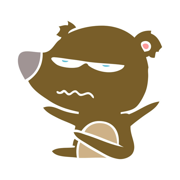 怒った熊フラット色のスタイルの漫画 - ベクター画像