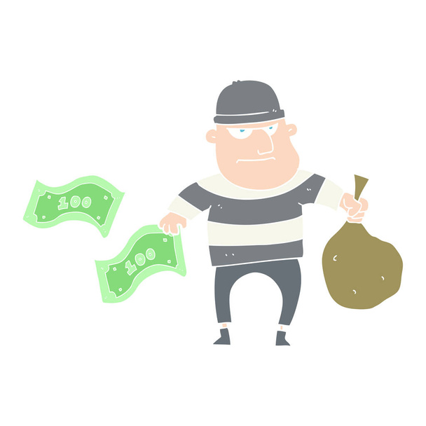 ilustração cor plana de ladrão de banco
 - Vetor, Imagem