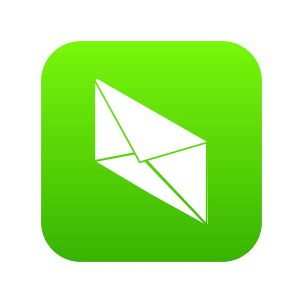 Postal letter icon green vector - Vetor, Imagem