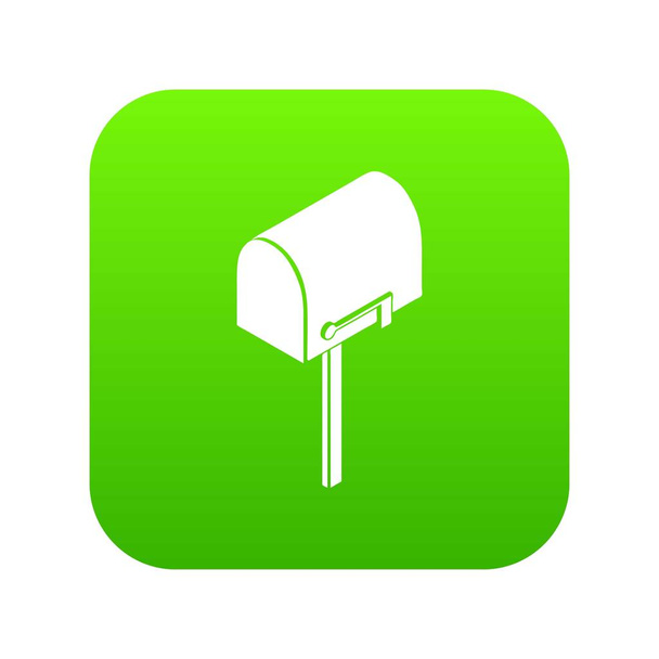 House postbox icon green vector - Vector, Image