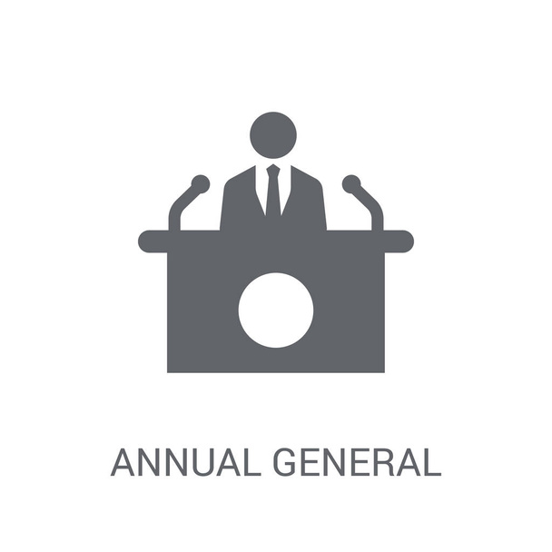 Icono de la Junta General Anual (AGM). Concepto de logotipo de la junta general anual de moda (AGM) sobre fondo blanco de la colección empresarial. Adecuado para uso en aplicaciones web, aplicaciones móviles y medios impresos
. - Vector, Imagen