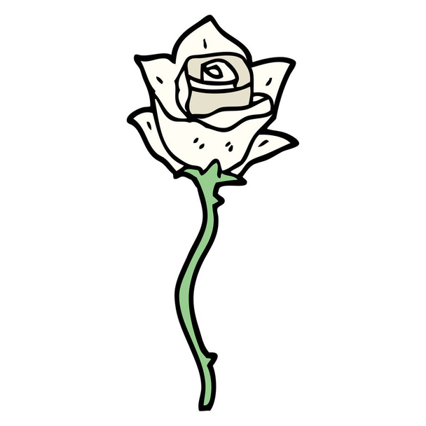 cartoon doodle white rose - Vector, Image