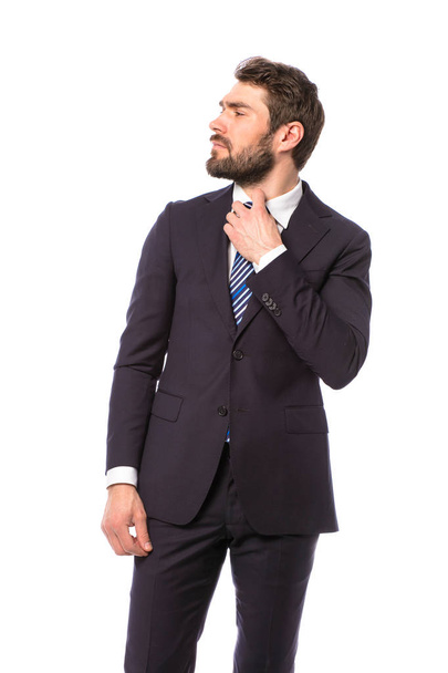 corporate man, elegant businessman standing on white background with confidence - Fotografie, Obrázek