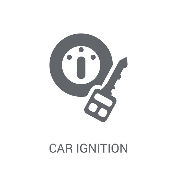 εικονίδιο αυτοκινήτου ανάφλεξης. Μοντέρνο αυτοκίνητο έννοιας λογότυπο ανάφλεξης σε άσπρο φόντο από τη συλλογή ανταλλακτικά αυτοκινήτων. Κατάλληλο για χρήση σε εφαρμογές web, εφαρμογές για κινητά και μέσων εκτύπωσης. - Διάνυσμα, εικόνα