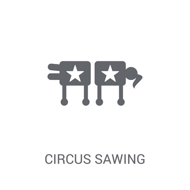 Icono de sierra de circo. Concepto de logotipo de Trendy Circus Sawing sobre fondo blanco de la colección Circus. Adecuado para uso en aplicaciones web, aplicaciones móviles y medios impresos
. - Vector, Imagen