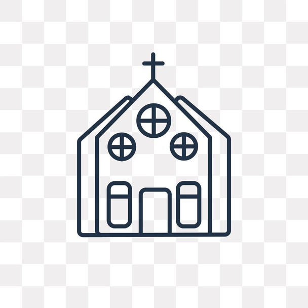 Kilise vektör anahat simgesini şeffaf arka plan üzerinde yüksek kalitede doğrusal kilise saydamlık kavramı izole olabilir kullanılan web ve mobil - Vektör, Görsel