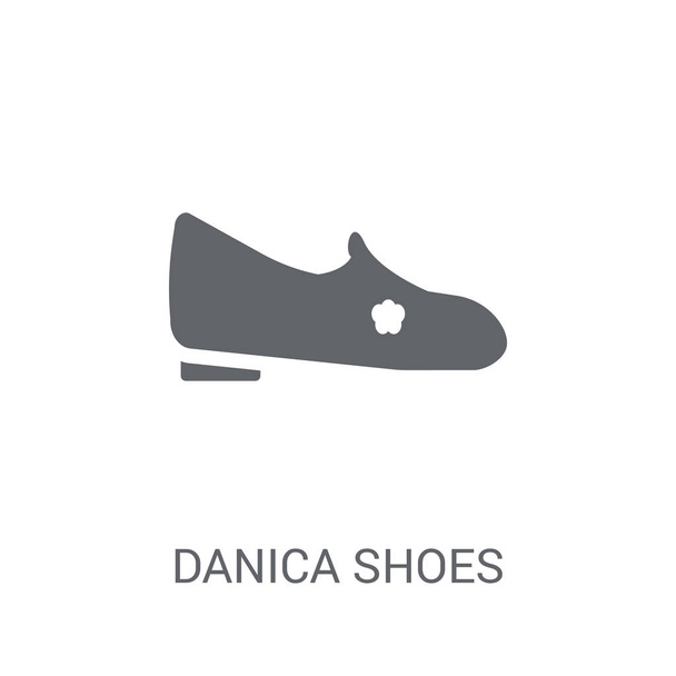Danica cipő ikonra. Trendi danica cipő logo fogalom, fehér háttér, ruha gyűjteményből. Alkalmas a webes alkalmazások, mobil alkalmazások és nyomtatott média. - Vektor, kép