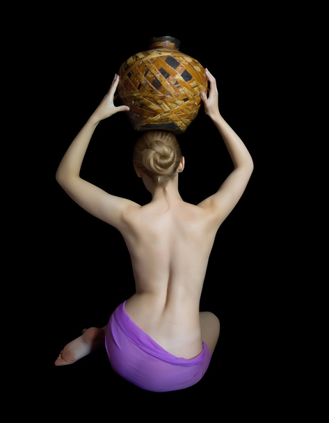 Nudity girl with jug - Фото, изображение