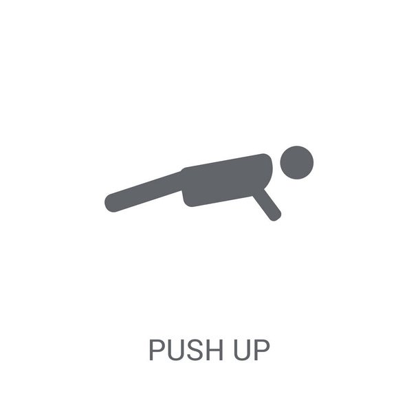 Presiona el icono. Concepto de logotipo de moda Push up sobre fondo blanco de la colección Gym and Fitness. Adecuado para uso en aplicaciones web, aplicaciones móviles y medios impresos
. - Vector, imagen