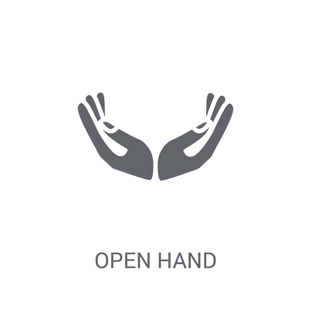 Open-Hand-Symbol. trendiges Open-Hand-Logo-Konzept auf weißem Hintergrund aus der Hände-Kollektion. geeignet für Web-Apps, mobile Apps und Printmedien. - Vektor, Bild